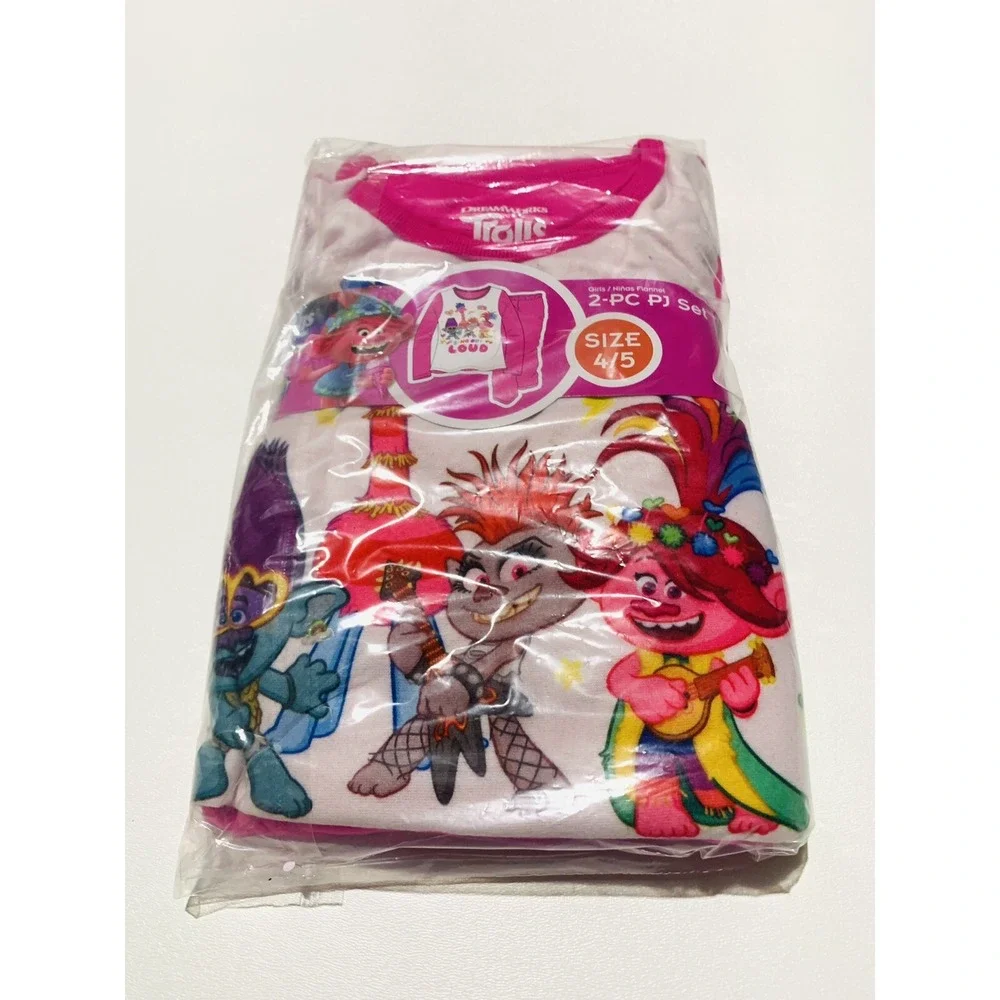 Trolls‎ Pajamas Girl's Long Sleeve Flannel PJ's Set  2-Piece  Sizes 4/5 New